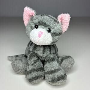 Vintage Russ Berrie Luv Pets Tabbies Gray Cat Plush 5” Tabby Beanie NO TAGS
